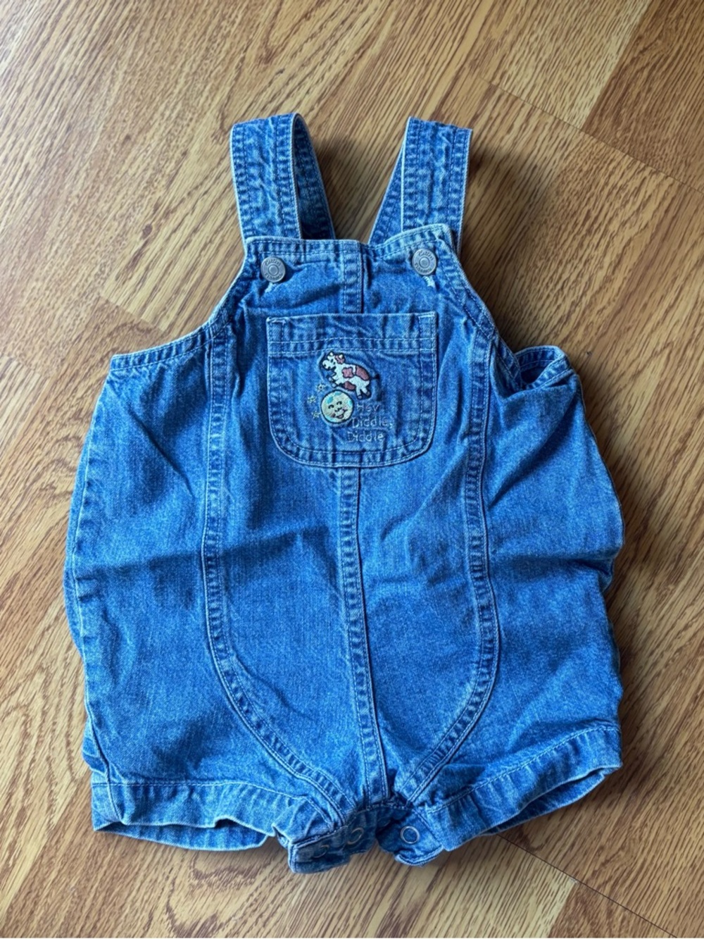 Vintage carters hey diddle diddle cow appliqué baby shortall romper sz 6-9M